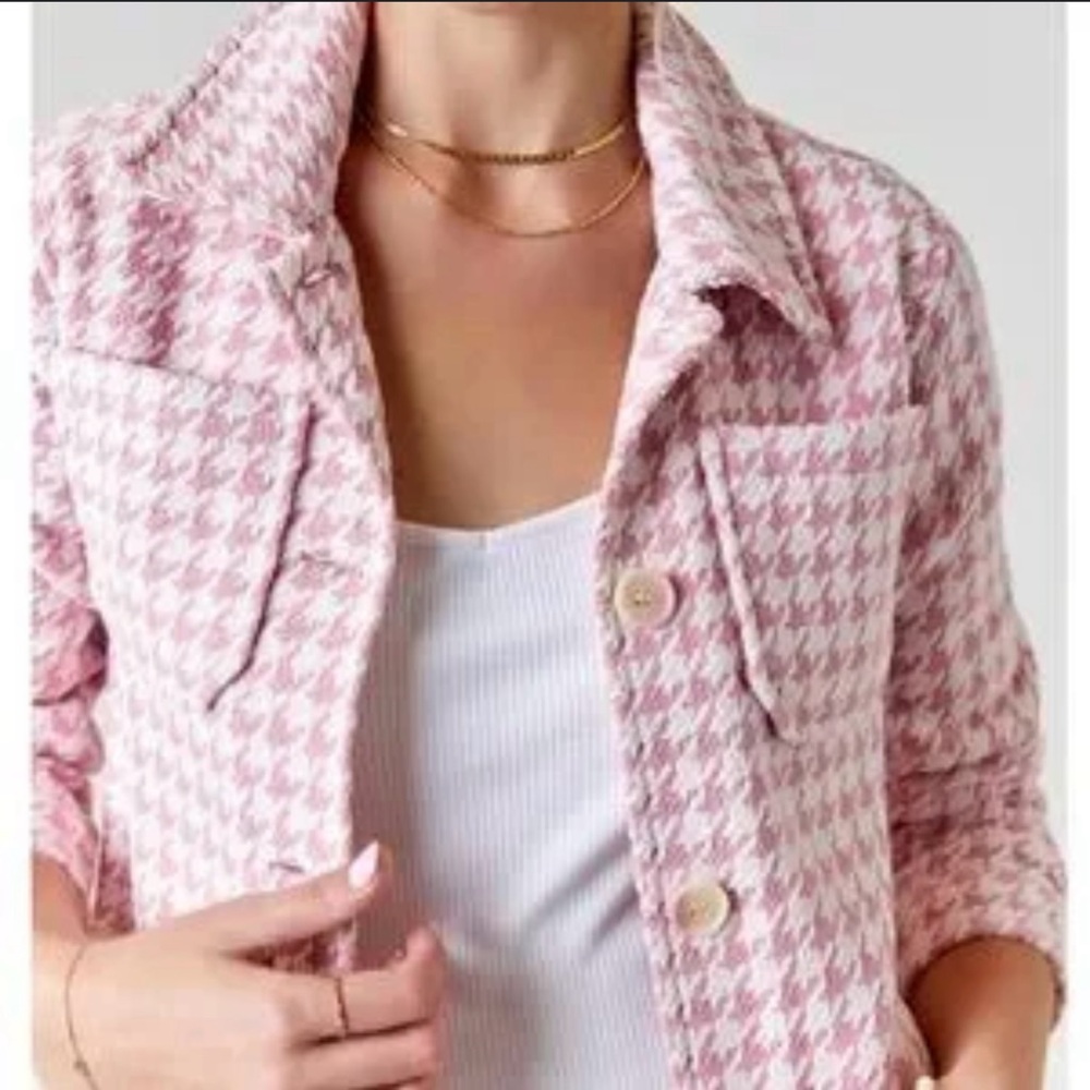 💎Stoosh Chic Pink Houndstooth Jacket